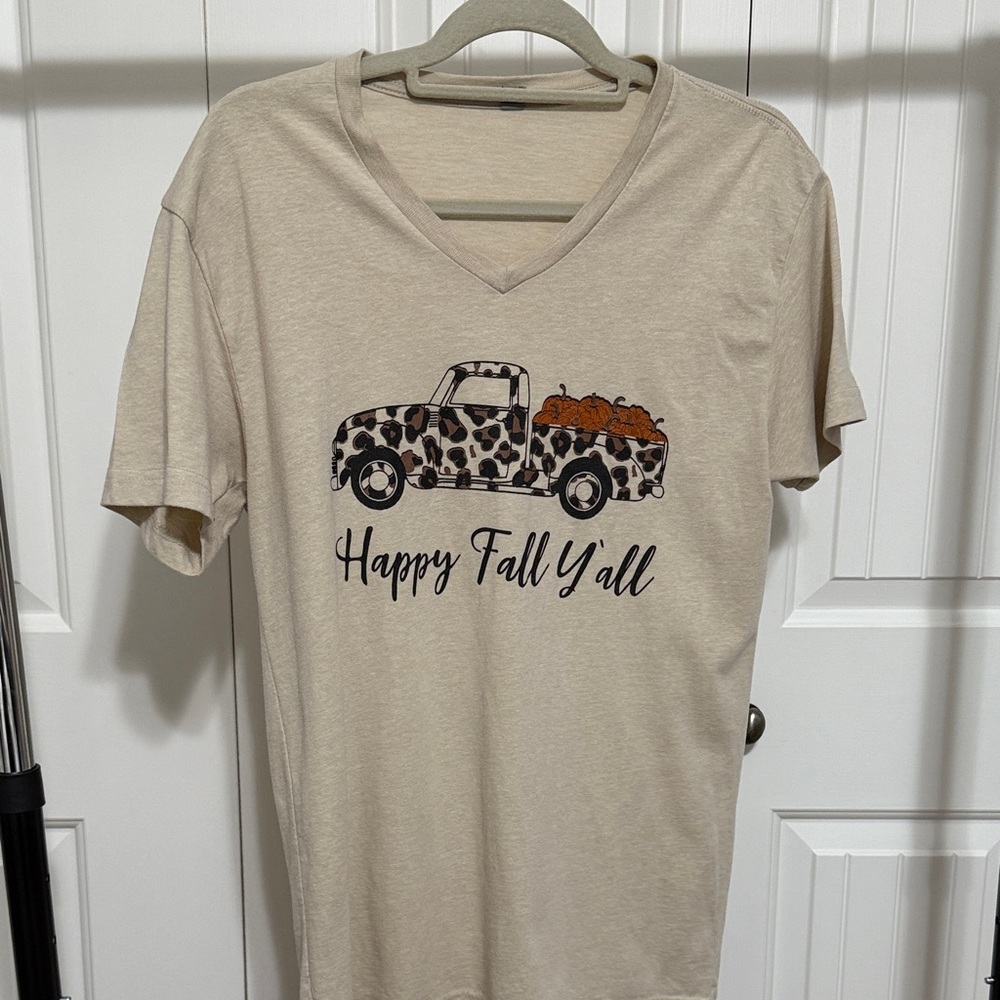 Next Level Apparel Beige 'Happy Fall Y'all' Tee